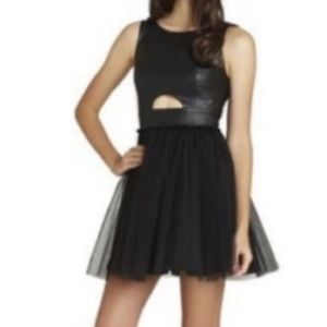 BCBGeneration faux leather and tulle black dress 2